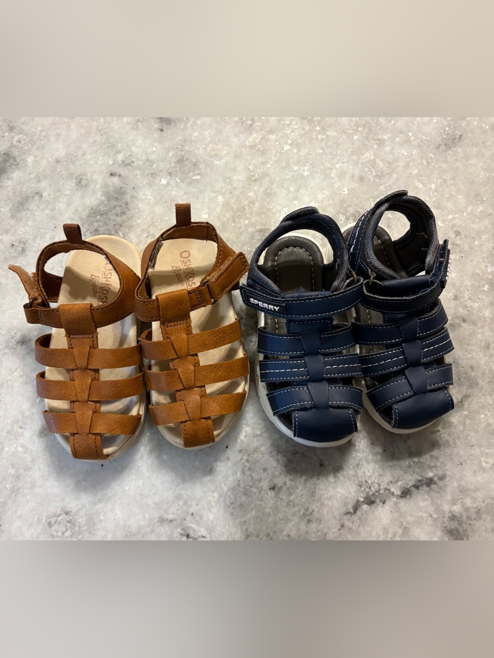 Sperry Navy Blue Kids' Fisherman Sandals & OshKosh Brown Sandal- Bundle